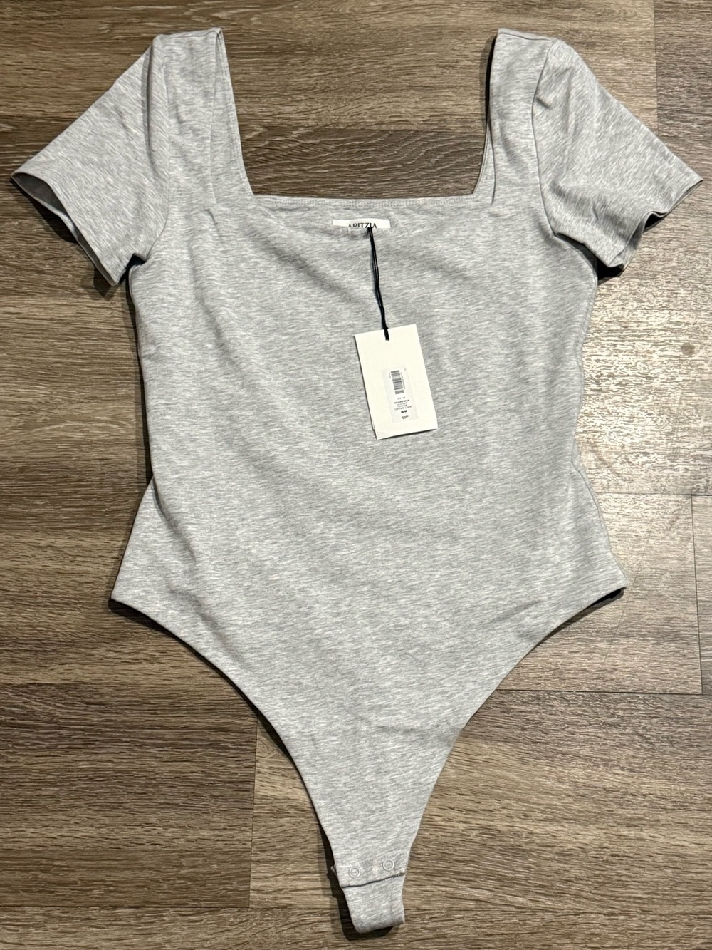 Aritzia Contour Square Neck Body Suit Heathered Grey M